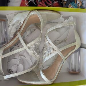 Gianni Bini Glittering Silver Strappy Heels